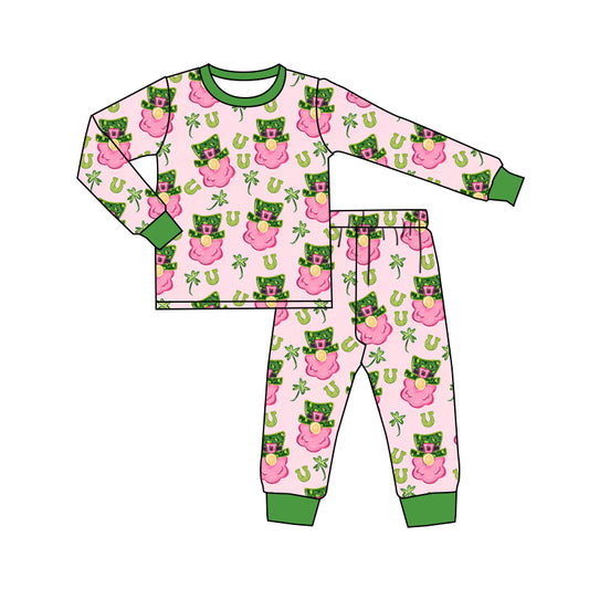 10.12 custom each style moq 5eta 4-6week Sibling Four Leaf Clover baby girls sets and rompers match family design