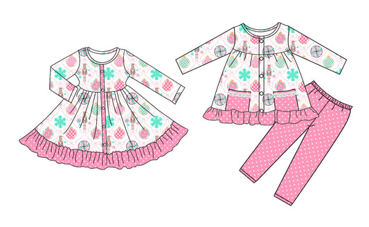 25.9.11 custom each style moq 5eta 4-6week Sibling Sister Christmas baby girl long sleeve pants sets and dress match family design