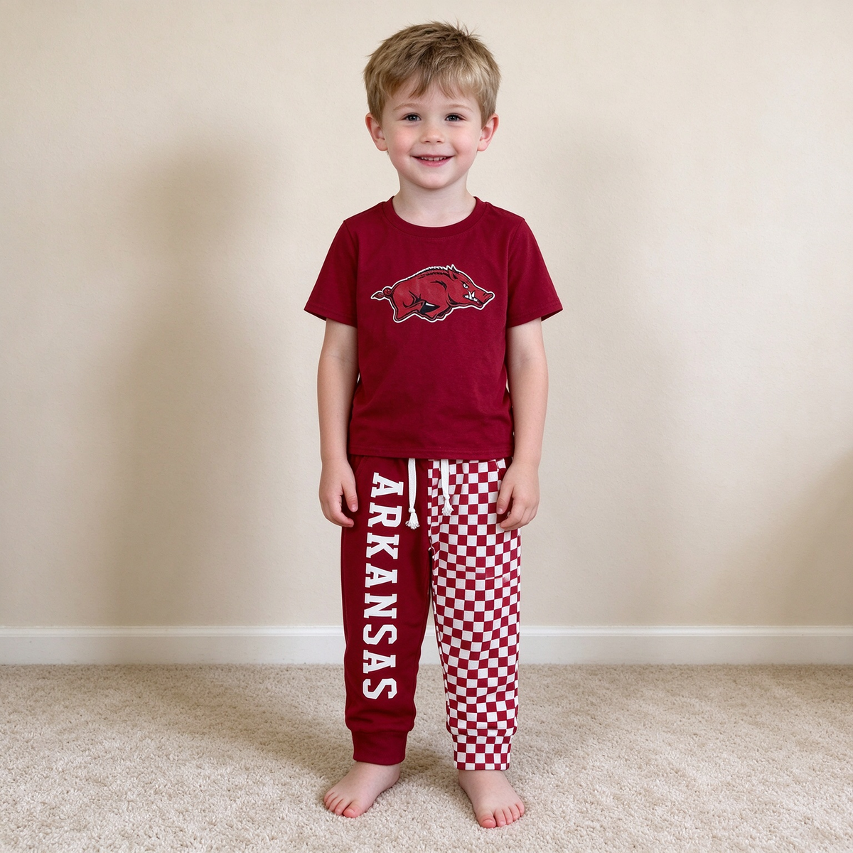 NEW RTS NO MOQ milk silk BT1885+P1062 Baby Boys Red Shirt Top Pockets Joggers Team Sets
