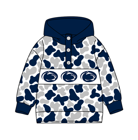 5-Custom moq 8 mix size milk silk summer team baby boy clothes camouflage blue gray hooded long sleeve top-25.10.9