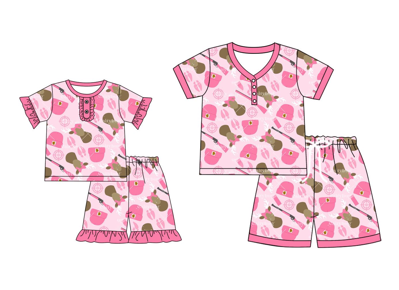 25.11.13 custom each style moq 5 eta 6-8week Sibling Sister bow short sleeve shorts sets and adult set match design