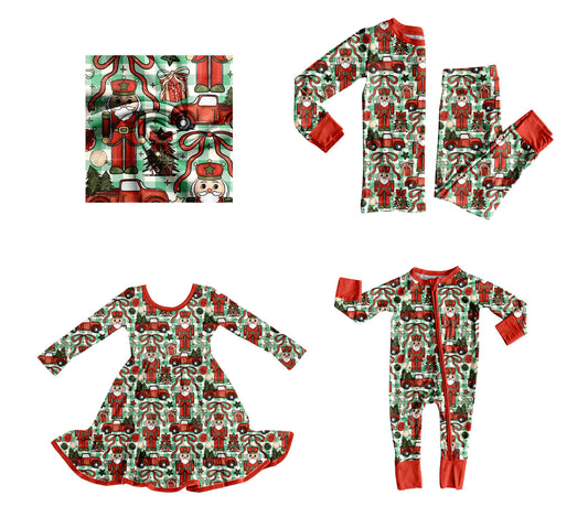 25.8.28 custom each style moq 5eta 4-6week Sibling Sisters Christmas bow gift baby girl long sleeve pants sets and dress and rompers match family design