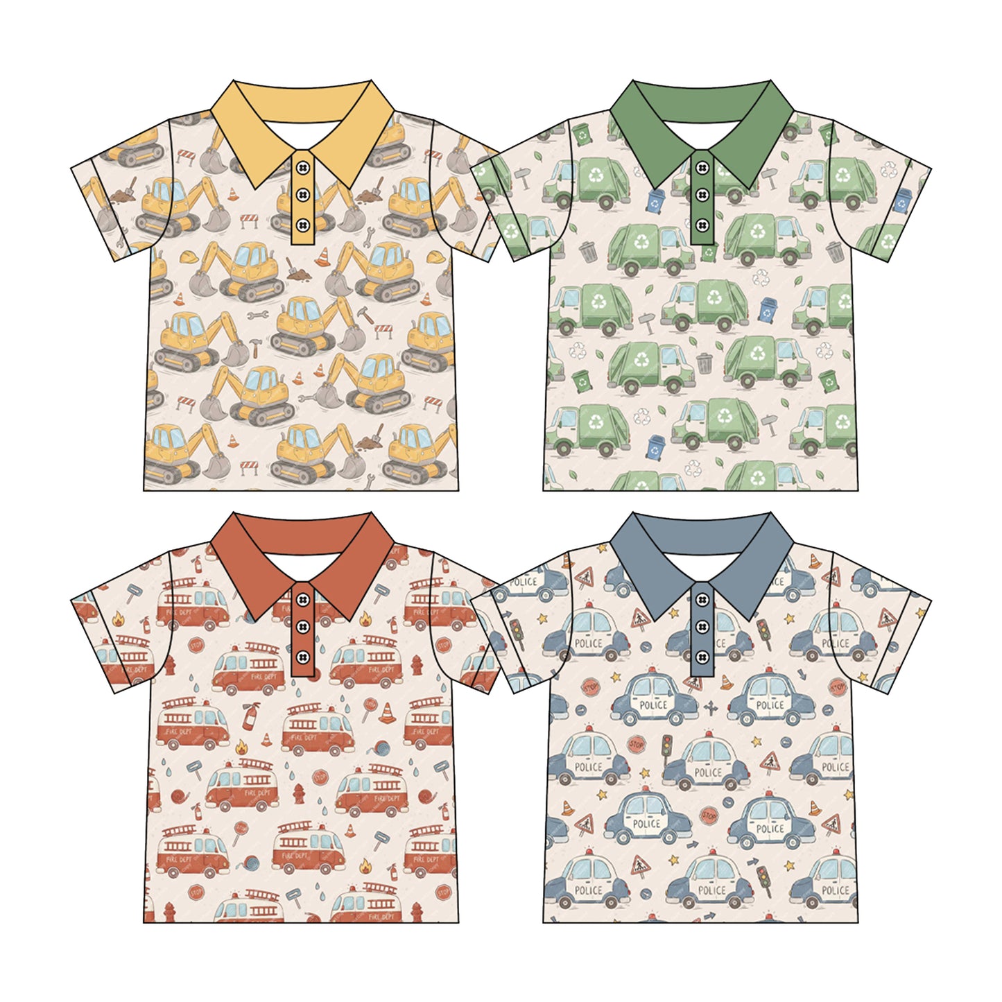 Custom moq 5 mix size Sibling Baby Boy  Short-Sleeved Polo Shirt Casual  Top for Little Boys