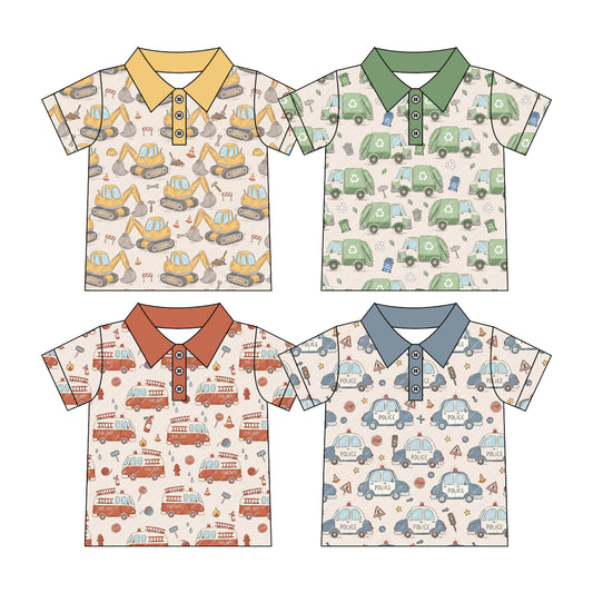 Custom moq 5 mix size Sibling Baby Boy  Short-Sleeved Polo Shirt Casual  Top for Little Boys