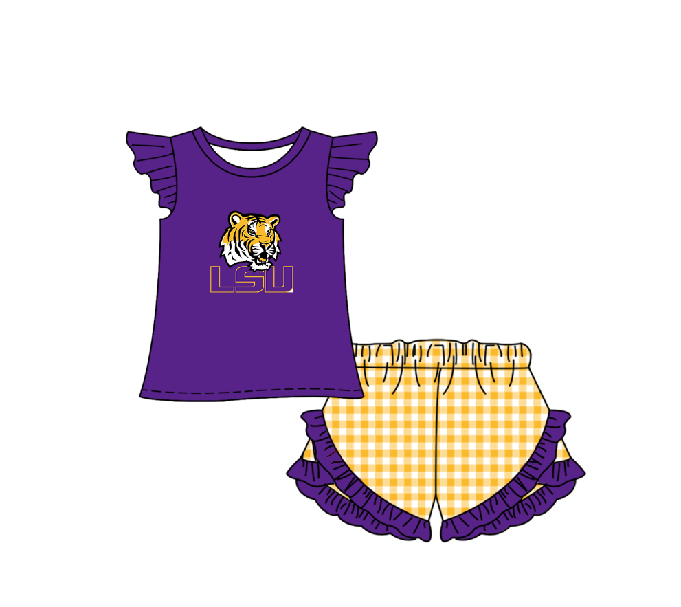 Custom moq 5 mix size milk silk summer teams Baby Boys And Girls Dark purple Short-Sleeved Shirt And Shorts Set Matching Striped Rompers Outfit Set