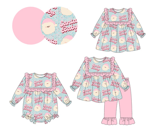 25.6.30 custom each style moq 5eta 4-6week Sibling Sisters Christmas baby girl long sleeve pants sets and dress and rompers match family design