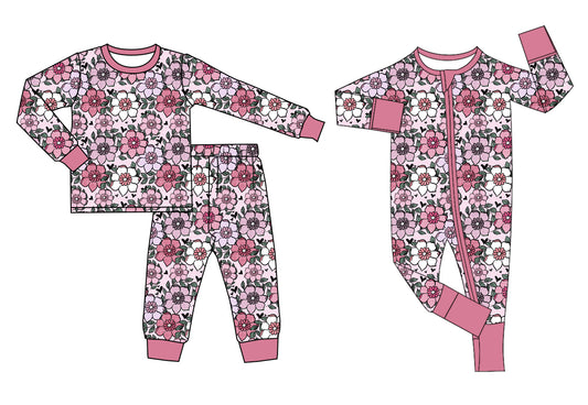 11.3 custom each style moq 5eta 4-6week Sibling floral baby girl sets and rompers match family design