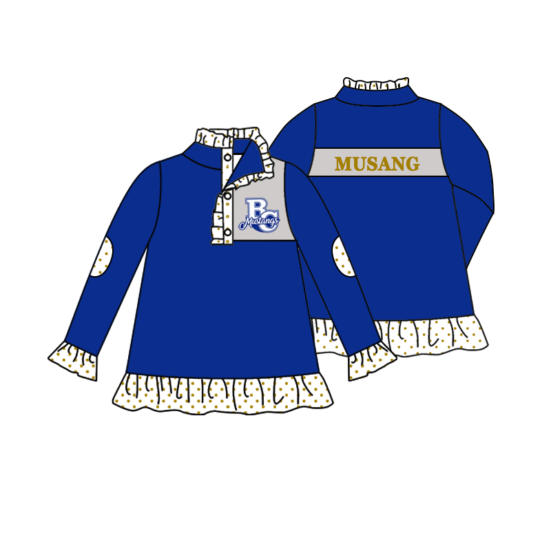 custom moq 5 mix size MSD070602 Baby Girls Long Sleeve Zip Up Team Pullover Jackets Tops