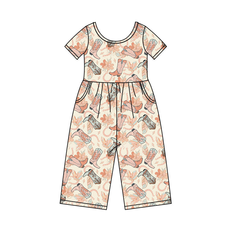 10.14 custom each style moq 5eta 4-6week baby girls clothes floral boots short sleeve baby girls jumpsuit