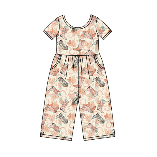 10.14 custom each style moq 5eta 4-6week baby girls clothes floral boots short sleeve baby girls jumpsuit
