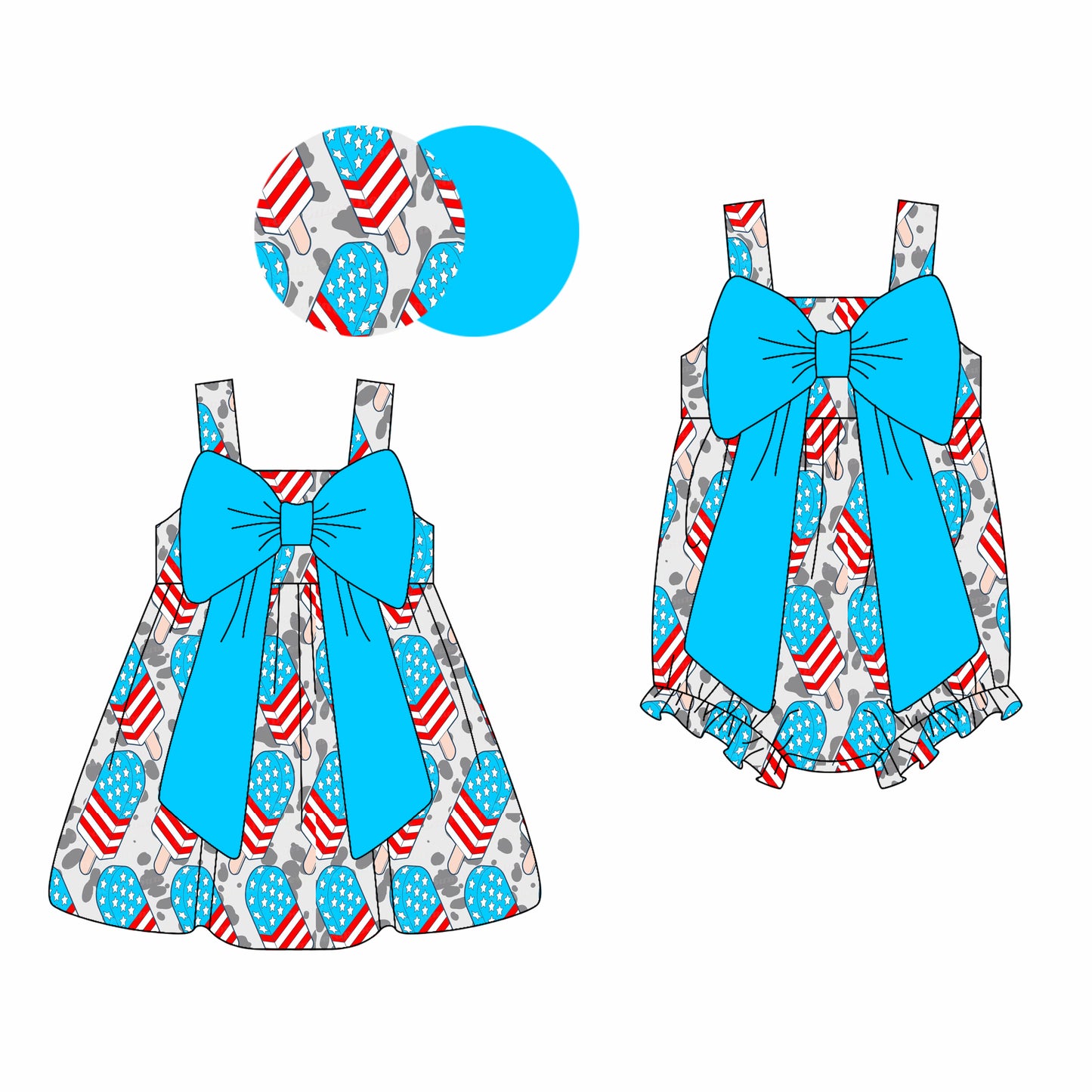 2.25 custom each style moq 5eta 4-6week Sibling Sister ice cream baby girl short sleeve dress and rompers match family design