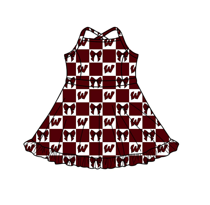 Custom moq 5 mix size milk silk summer teams Baby Girl Dark Red Sleeveless Top Skirts Set Dress And Shorts Yoga Checked Outfit Boy's Checked Short-Sleeved Polo Shirt And Romper