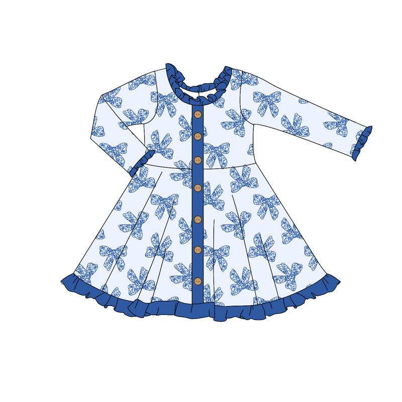 10.3 custom each style moq 5eta 4-6week Sibling Sister bow blue baby girl sets and dress and rompers match family design