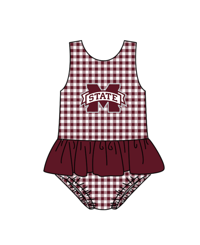 Custom moq 5 mix size milk silk summer teams Baby Girl Dark Red Stripe Two-Piece Swimsuit Set One Piece Swimsuits Boys Swim Trunks