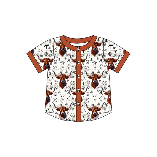 10.10 custom each style moq 5 eta 4-6week baby girls clothes cow head short sleeve top