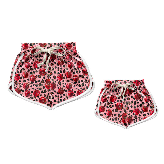 12.9 custom each style moq 5eta 4-6week Sibling Sister cherry adult clothes and kids shorts and adult shorts match design