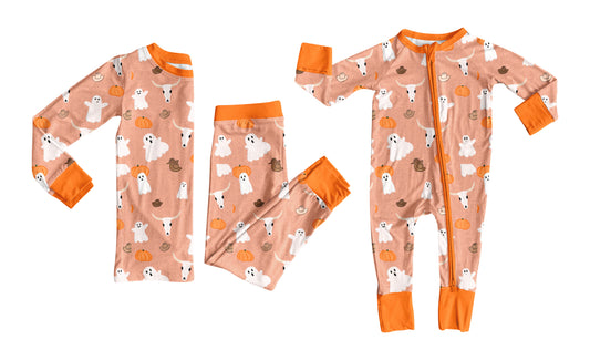 25.7.9 custom each style moq 5eta 4-6week Sibling Sister ghost cow head baby girl long sleeve pants sets and rompers match family design