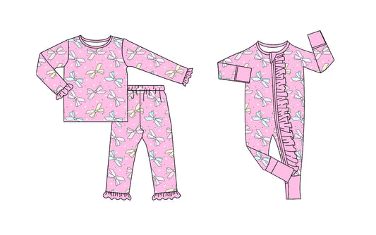 25.9.20 custom each style moq 8 eta 6-8week Sibling Sisters bow baby girl clothes long sleeve pants sets and romper match family design