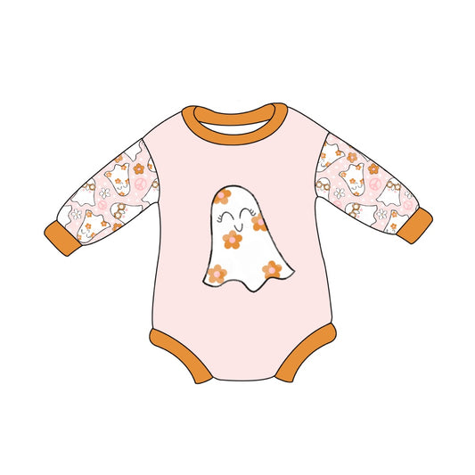 8.1 custom each style moq 5eta 4-6week baby girls clothes ghost floral long sleeve rompers