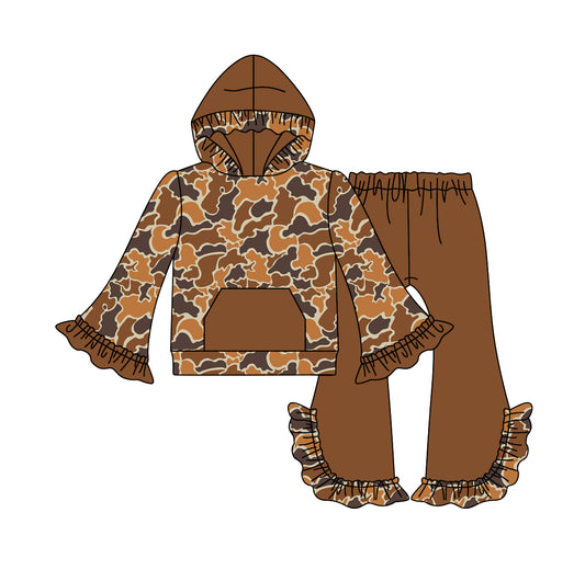 5.29 custom each style moq 5 eta 4-5week brown hooded long sleeve lace pants outfits
