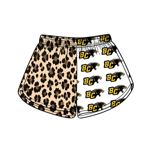Custom moq 5 mix size milk silk summer teams Adult And Kids Leopard Patchwork Summer Casual Shorts