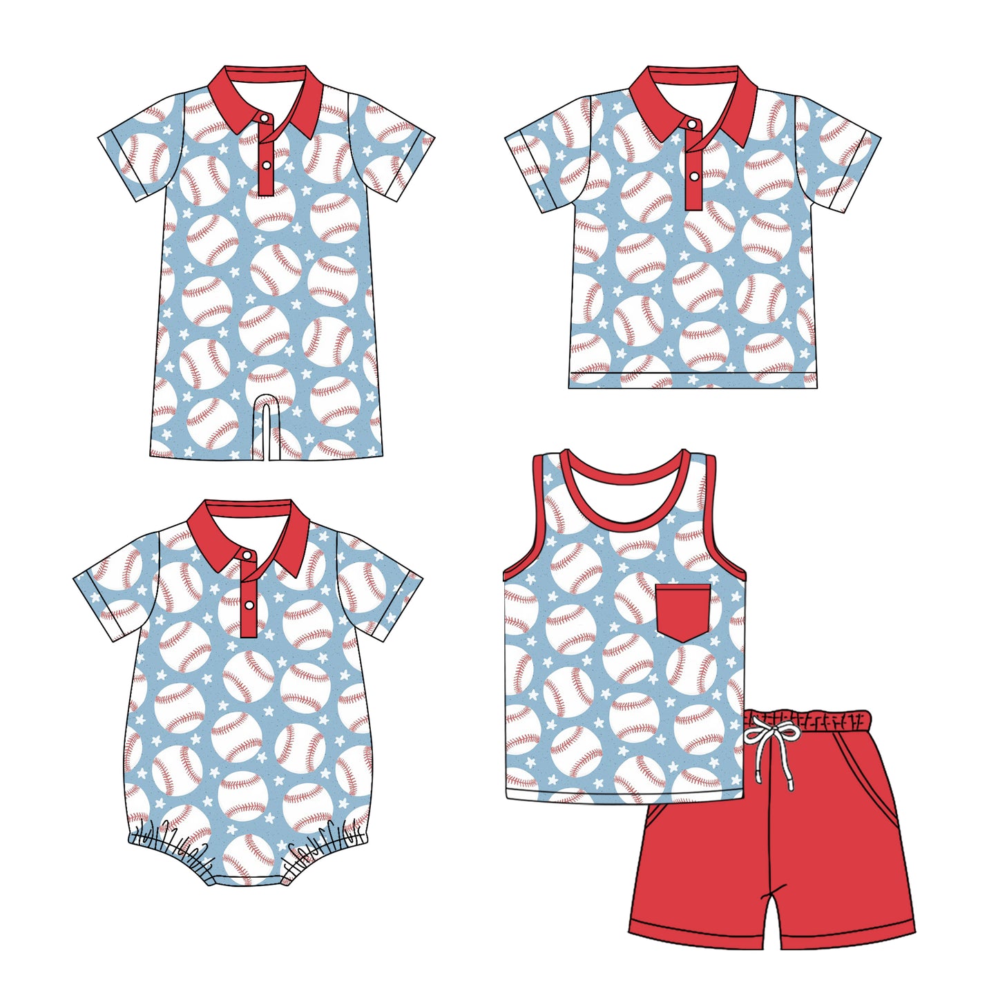 25.12.19 custom each style moq 5 eta 6-8 week Sibling Sister baseball baby boy short sleeve shorts sets and boy rompers 2 and top match family design