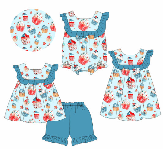3.31 custom each style moq 5eta 4-6week Sibling Sisters baby girl short sleeve shorts sets and dress and rompers match family design