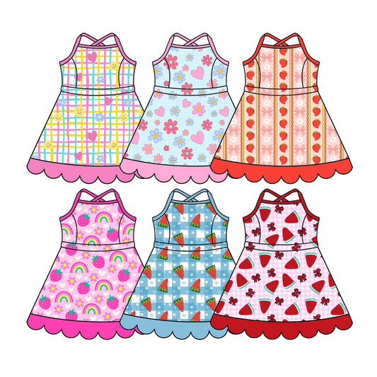 Custom moq 5 mix size Sibling Baby Girls Sleeveless Knee-Length Yoga Dress Children's Comfortable Breathable Fashionable Sportswear