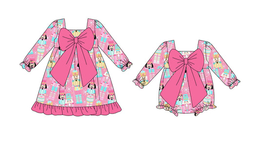 25.8.22 custom each style moq 5eta 4-6week Sibling Sisters Christmas baby girl long sleeve dress and rompers match family design