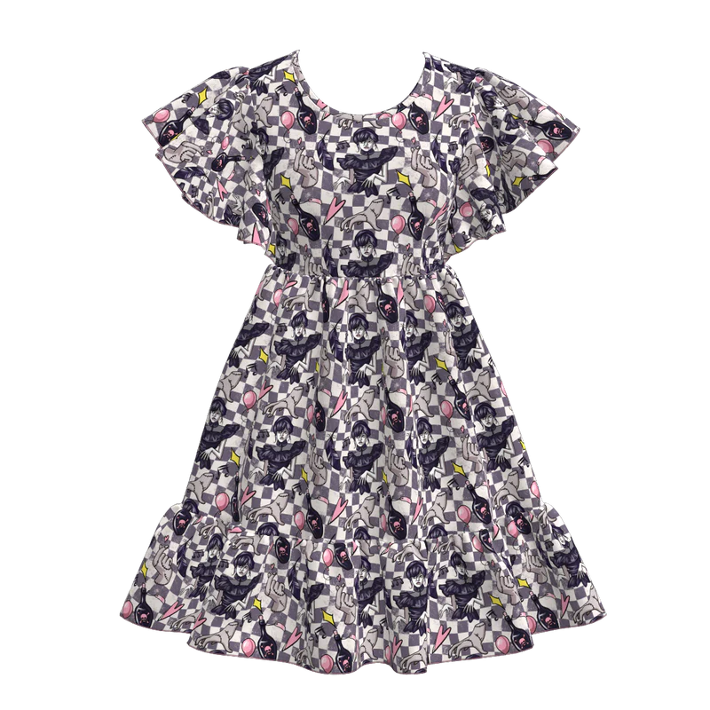 Custom moq 5 each style eta 6-7weeks halloween baby girl short sleeve dress and adult dress-25.7.16