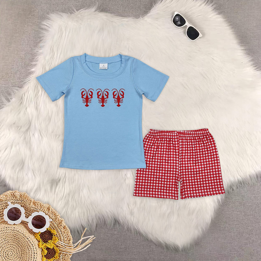 RTS NO MOQ Embroidery short-sleeved shorts suit & short-sleeved sets