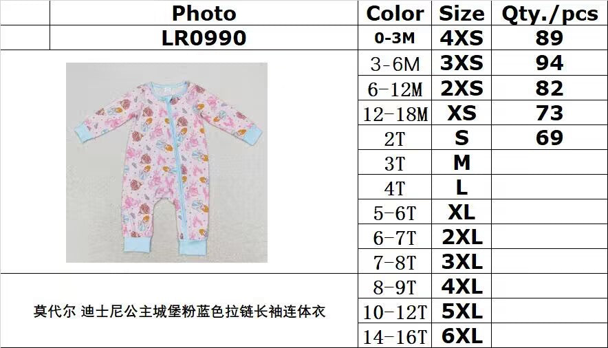 Cute Clothes LR0990 Baby Infant Girls Pink Zip Bamboo Rompers