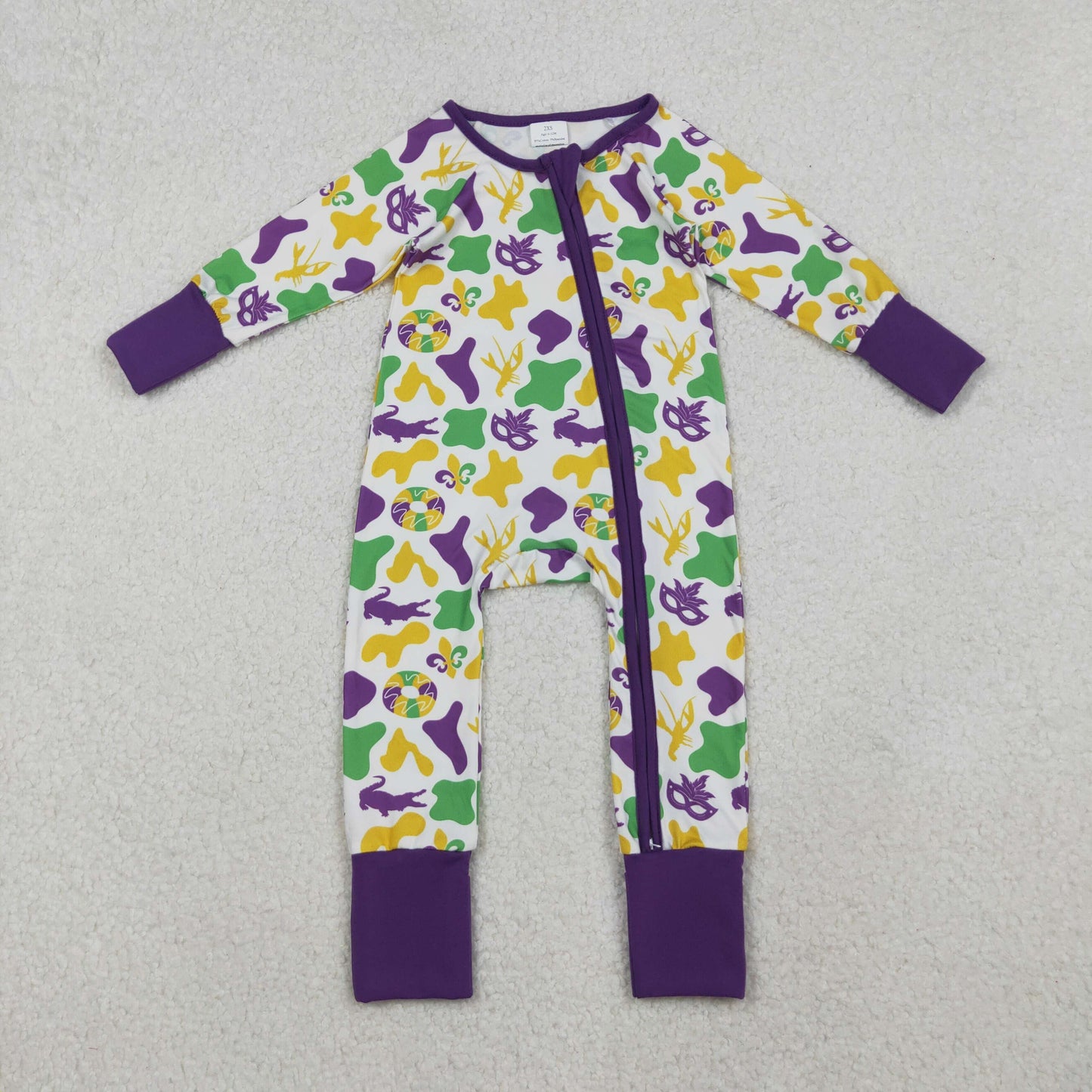 RTS NO MOQ Sibling Baby boy girls clothes mardi gras long-sleeve rompers