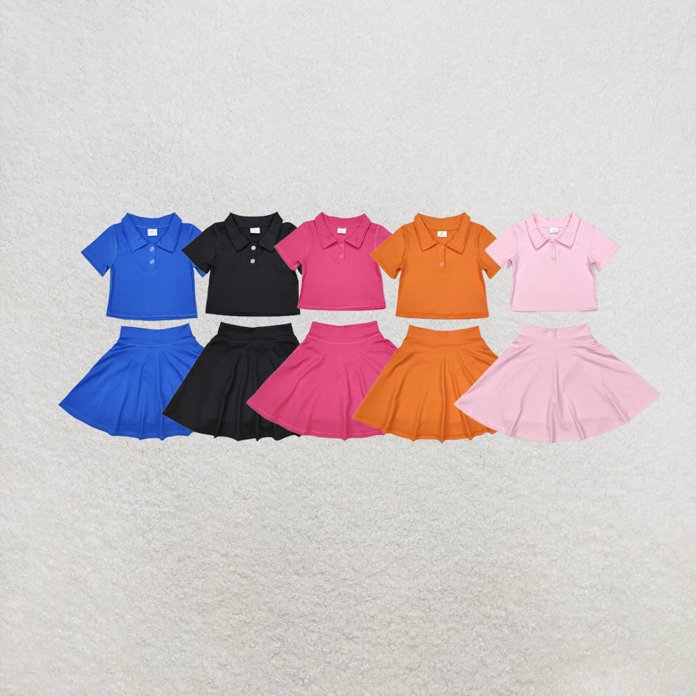 RTS NO MOQ Sibling Baby Girls Buttons Shirt Skirt Active Wear Clothes Sets