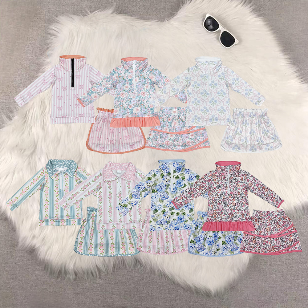RTS NO MOQ Sibling baby Girls clothes floral long sleeve skirts sets