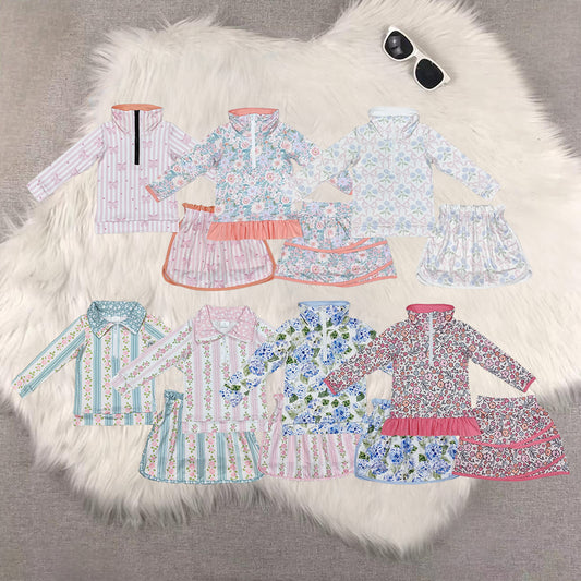 RTS NO MOQ Sibling baby Girls clothes floral long sleeve skirts sets