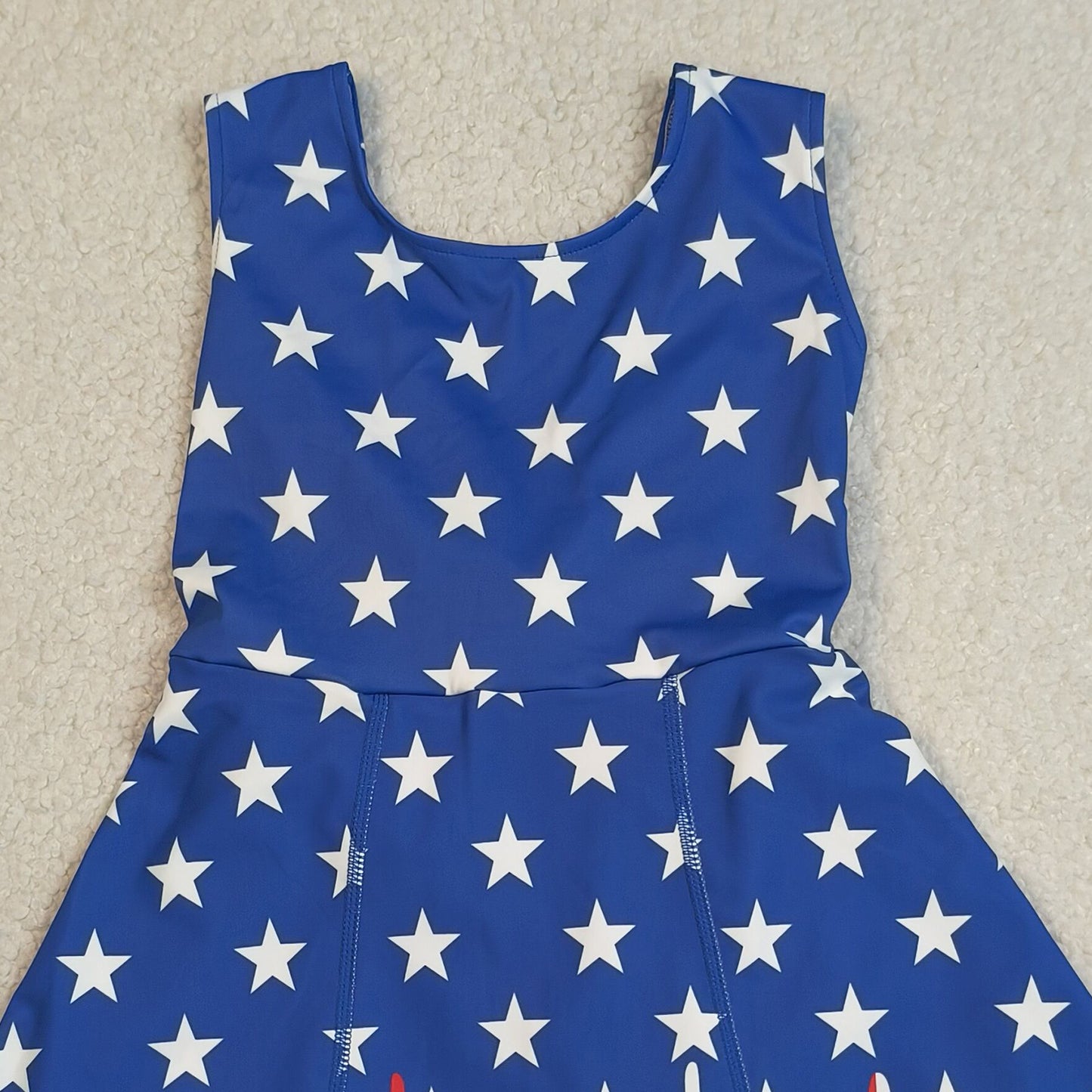 RTS NO MOQ GSD3813 Baby  Girls 4th of July Stars Stripe Yoga Active Knee Length Dress