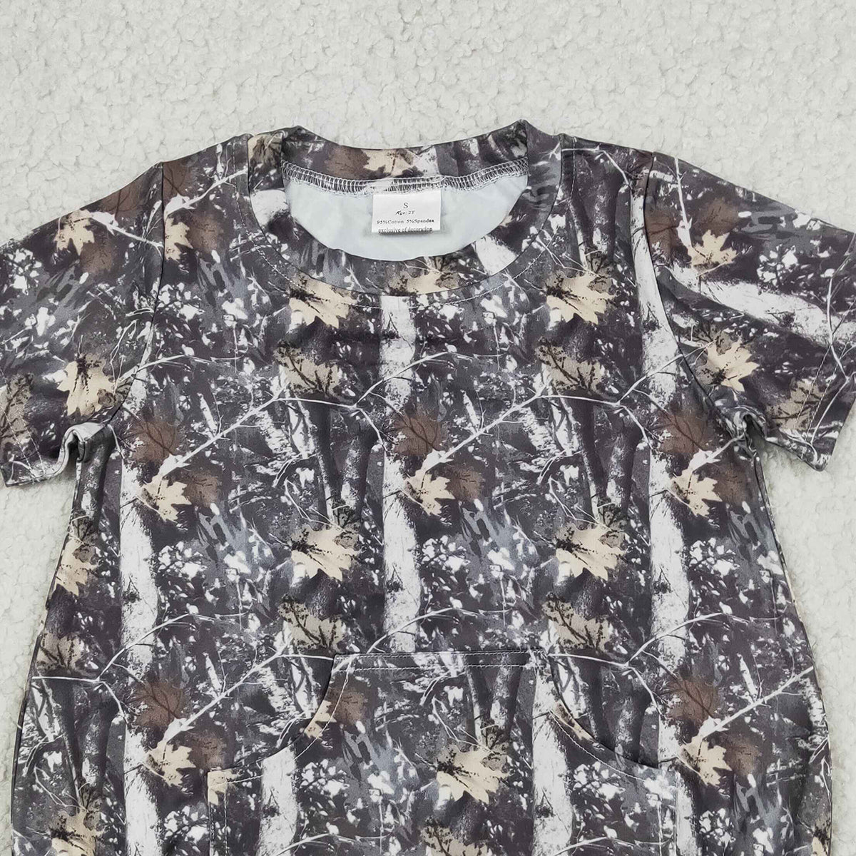 RTS NO MOQ SR4059 Baby Boys Leaves Camo Rompers Short Sleeve with Pockets for Infants