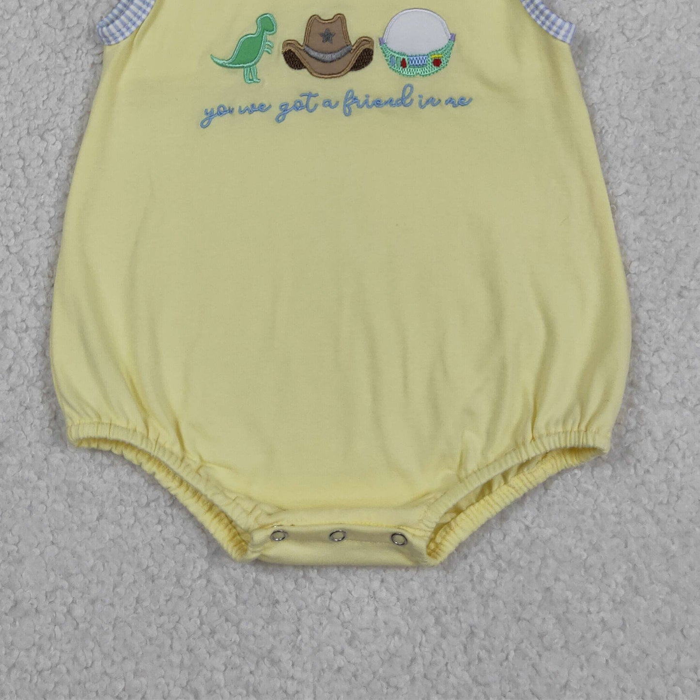 RTS NO MOQ milk silk SR4106 Baby Boys Cute Dinosaurs Got a Friend Hat Embroidery Rompers
