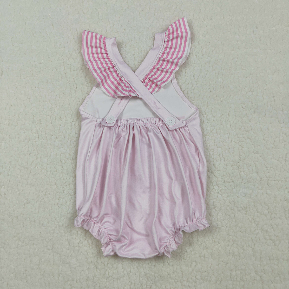 RTS NO MOQ SR3780 Cute Clothes Baby Girls Flutter Sleeve Pink Rompers