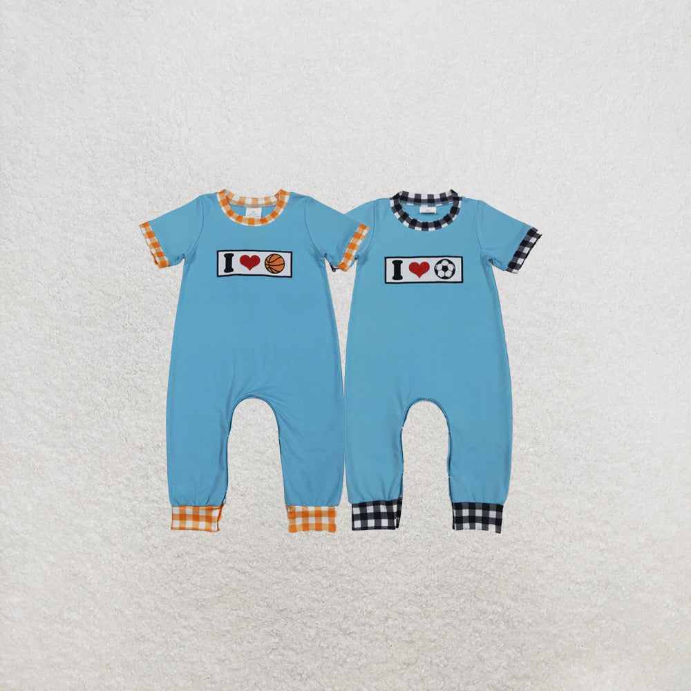 RTS NO MOQ Sibling Baby Boys Team Footie Rompers