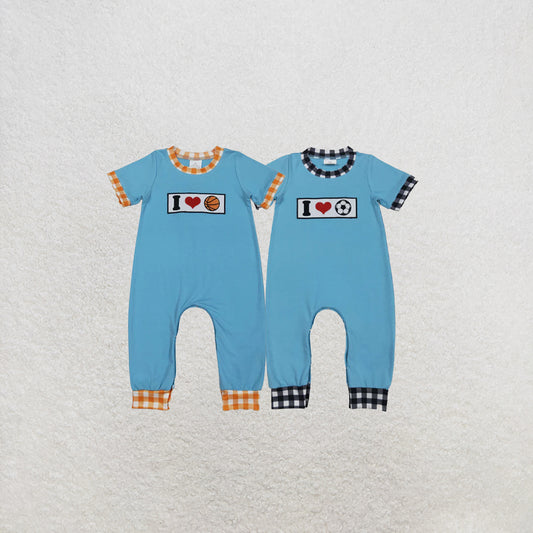 RTS NO MOQ Sibling Baby Boys Team Footie Rompers