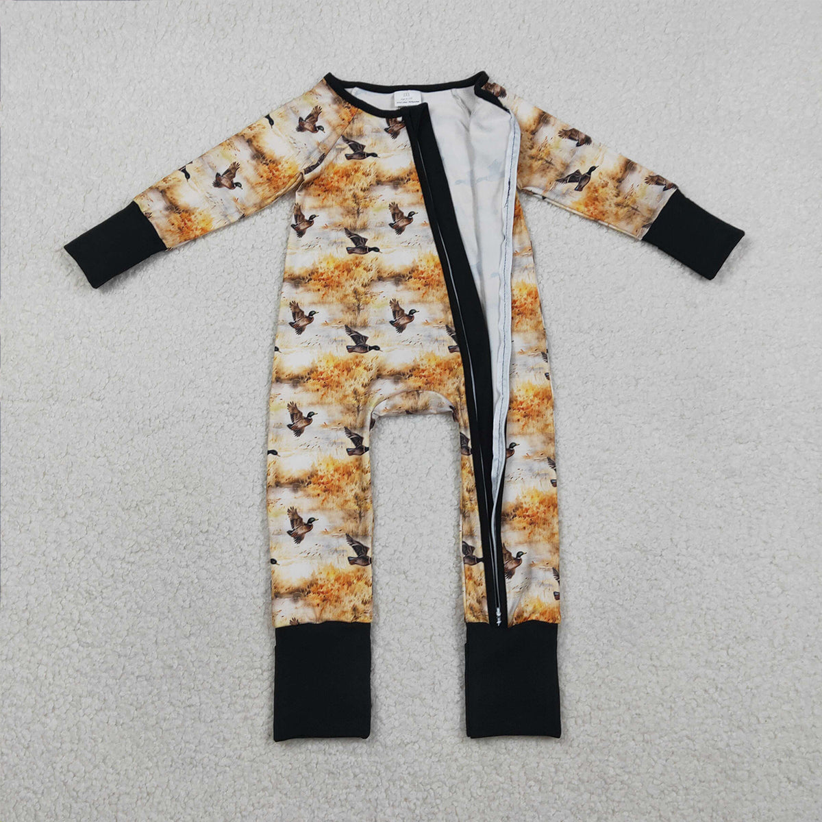 RTS NO MOQ LR2986 Baby Boys Convertible Rompers Ducks Hunting Two-Way Zipper Jumpsuits for Infants