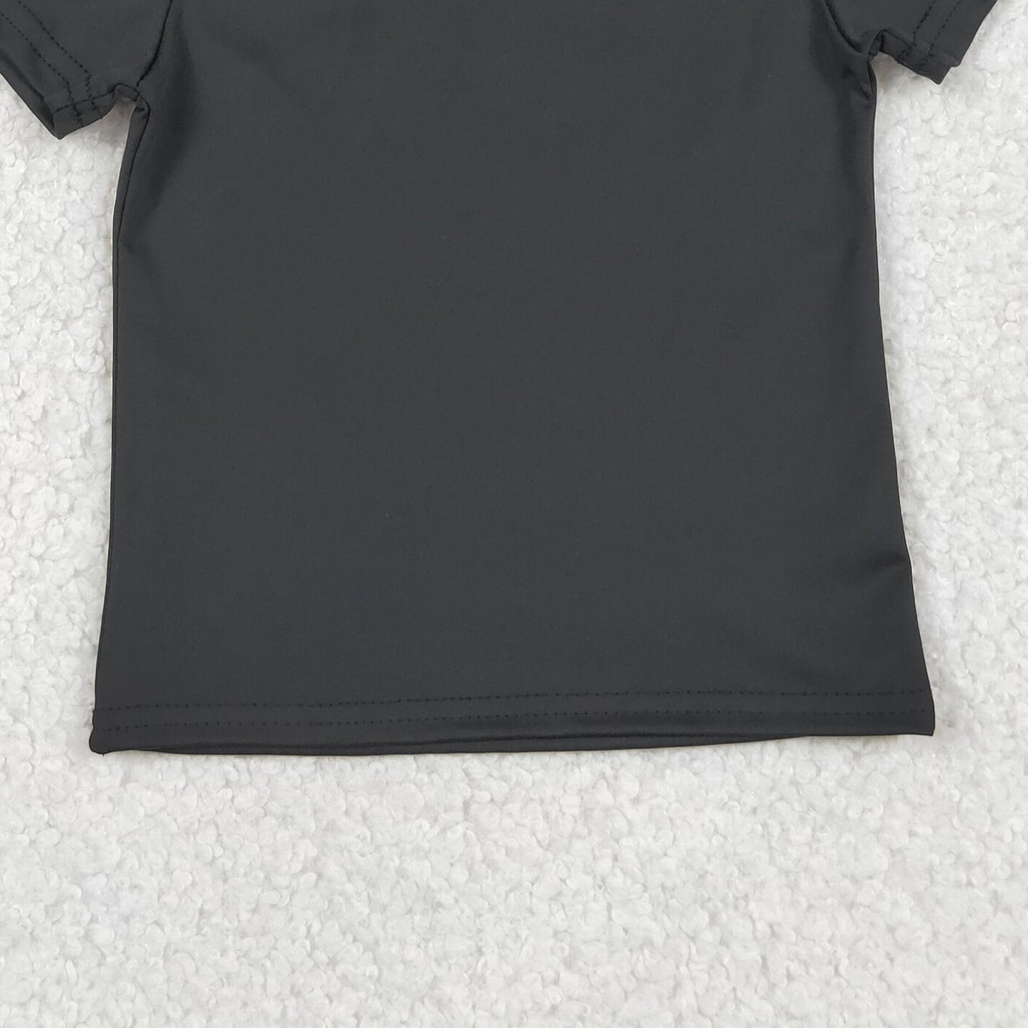 RTS NO MOQ yoga fabric cotton GT1629 Baby Girls Casual Black Yoga Short Sleeve Top