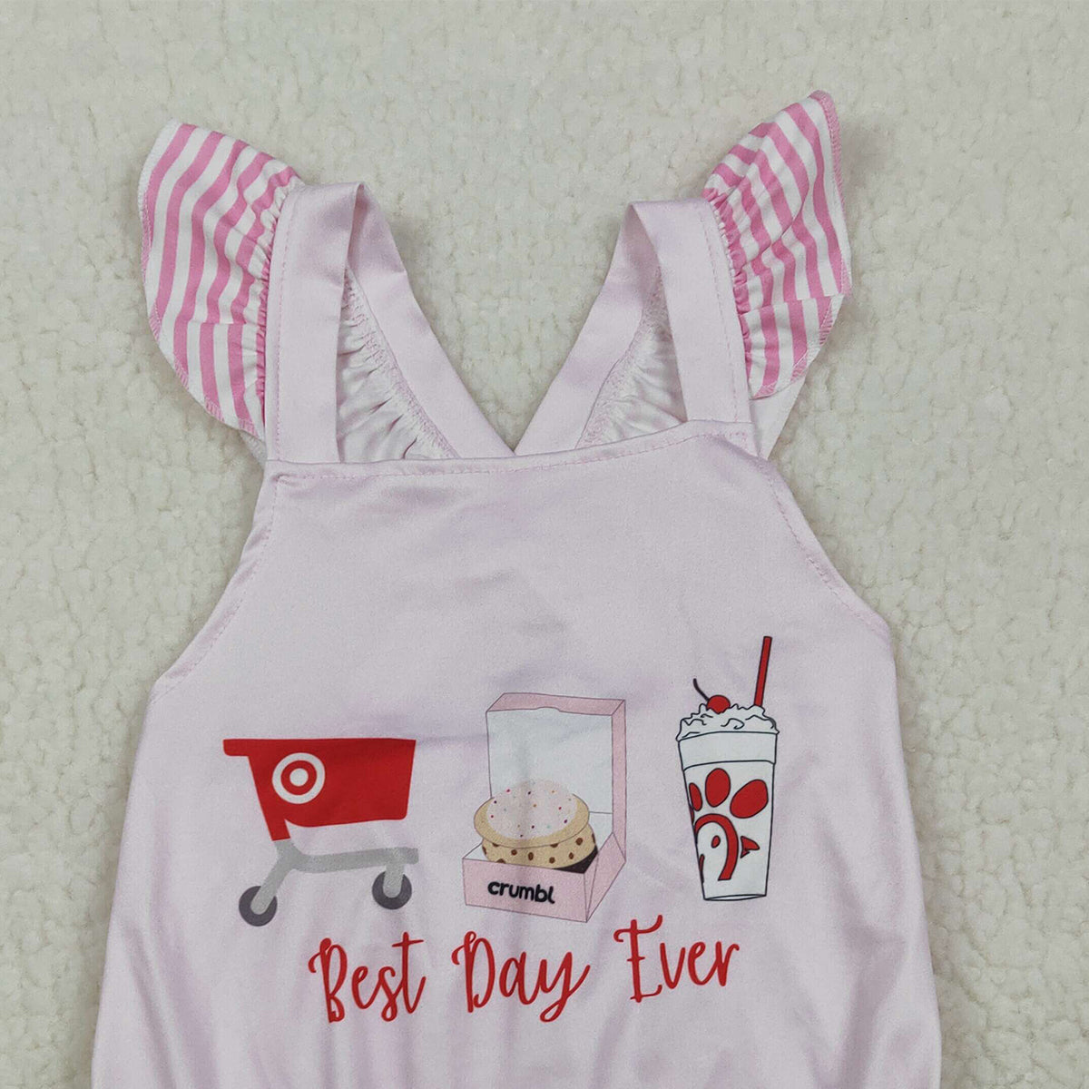RTS NO MOQ SR3780 Cute Clothes Baby Girls Flutter Sleeve Pink Rompers