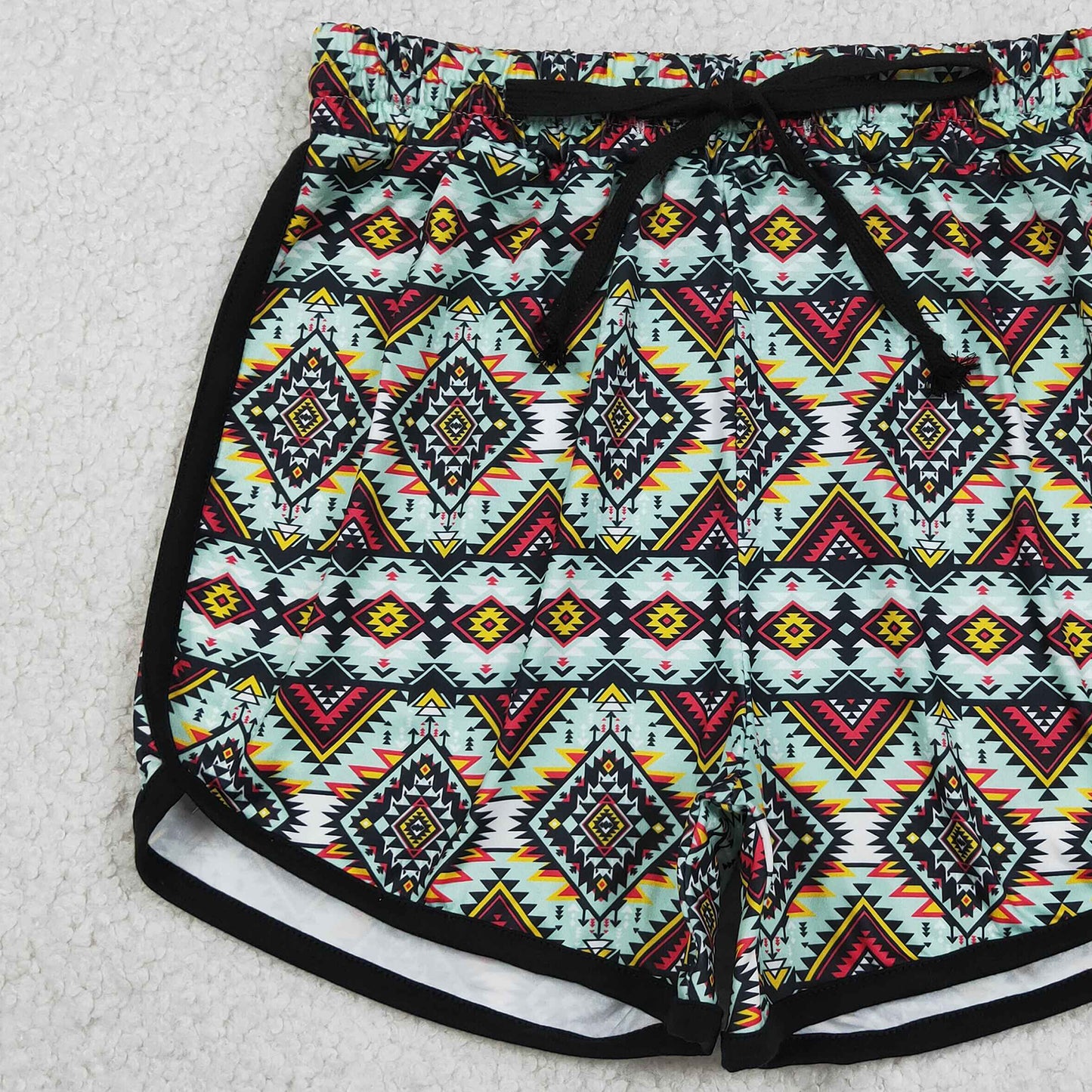 RTS NO MOQ milk silk SS0452 Adult Women High Waist Western Aztec Summer Shorts