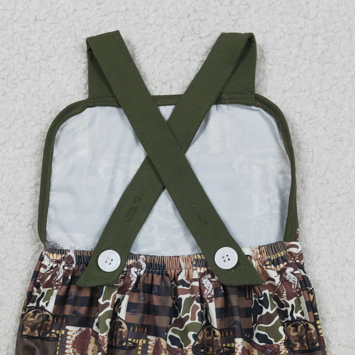 RTS NO MOQ SR3927 Baby Boys Camouflage Hunting Rompers with Strap Southern Deer Hat Set Baby Boys Outfit