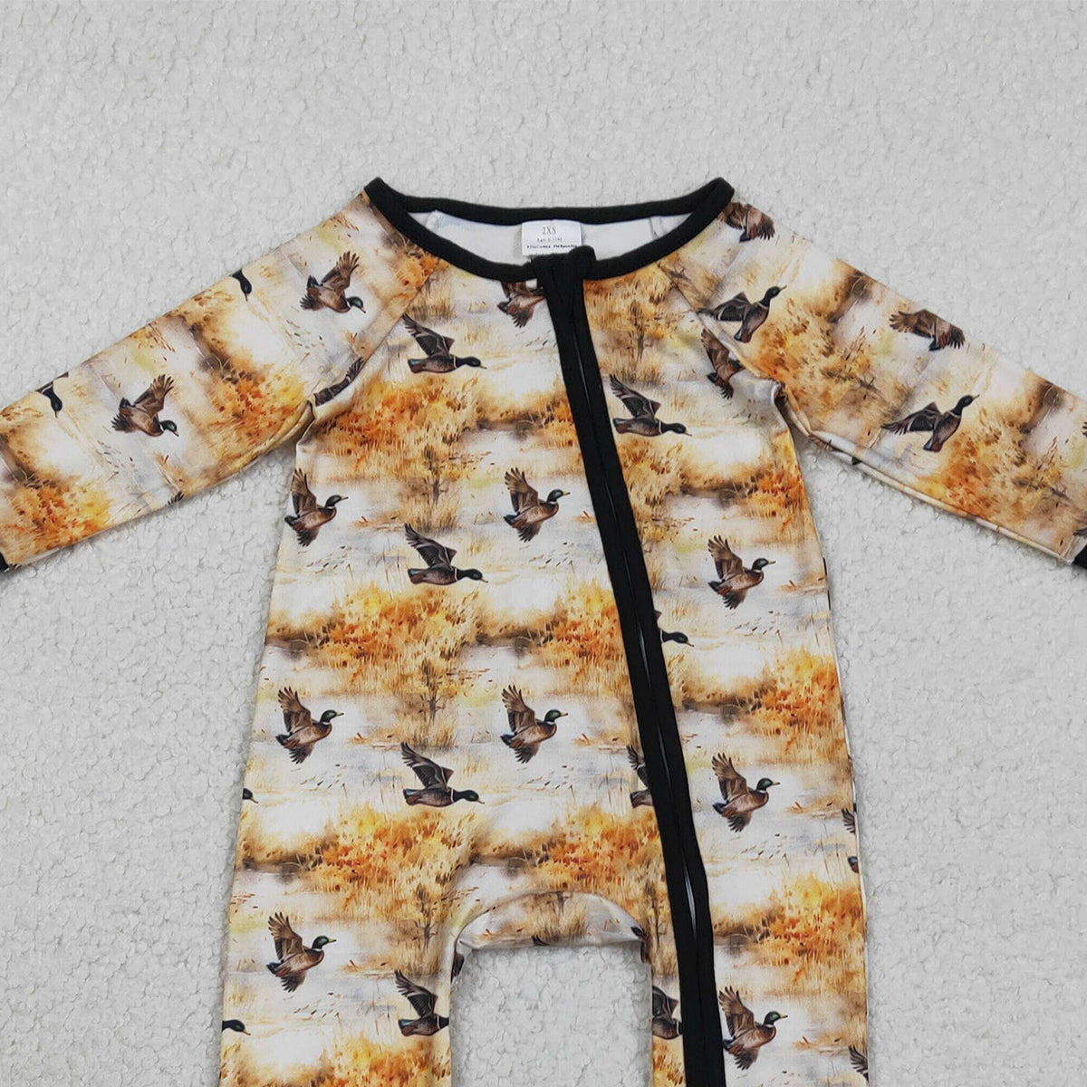 RTS NO MOQ LR2986 Baby Boys Convertible Rompers Ducks Hunting Two-Way Zipper Jumpsuits for Infants