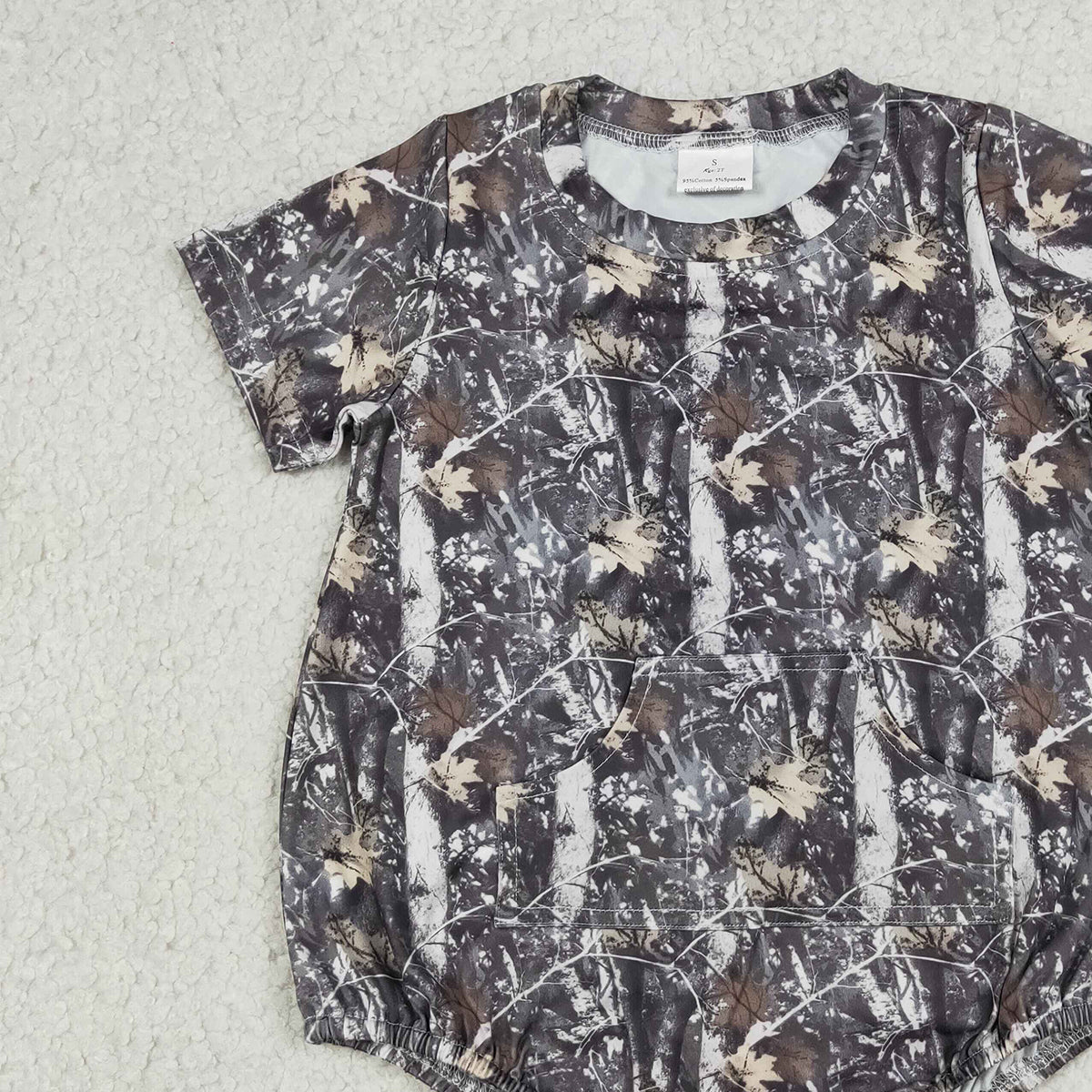 RTS NO MOQ SR4059 Baby Boys Leaves Camo Rompers Short Sleeve with Pockets for Infants