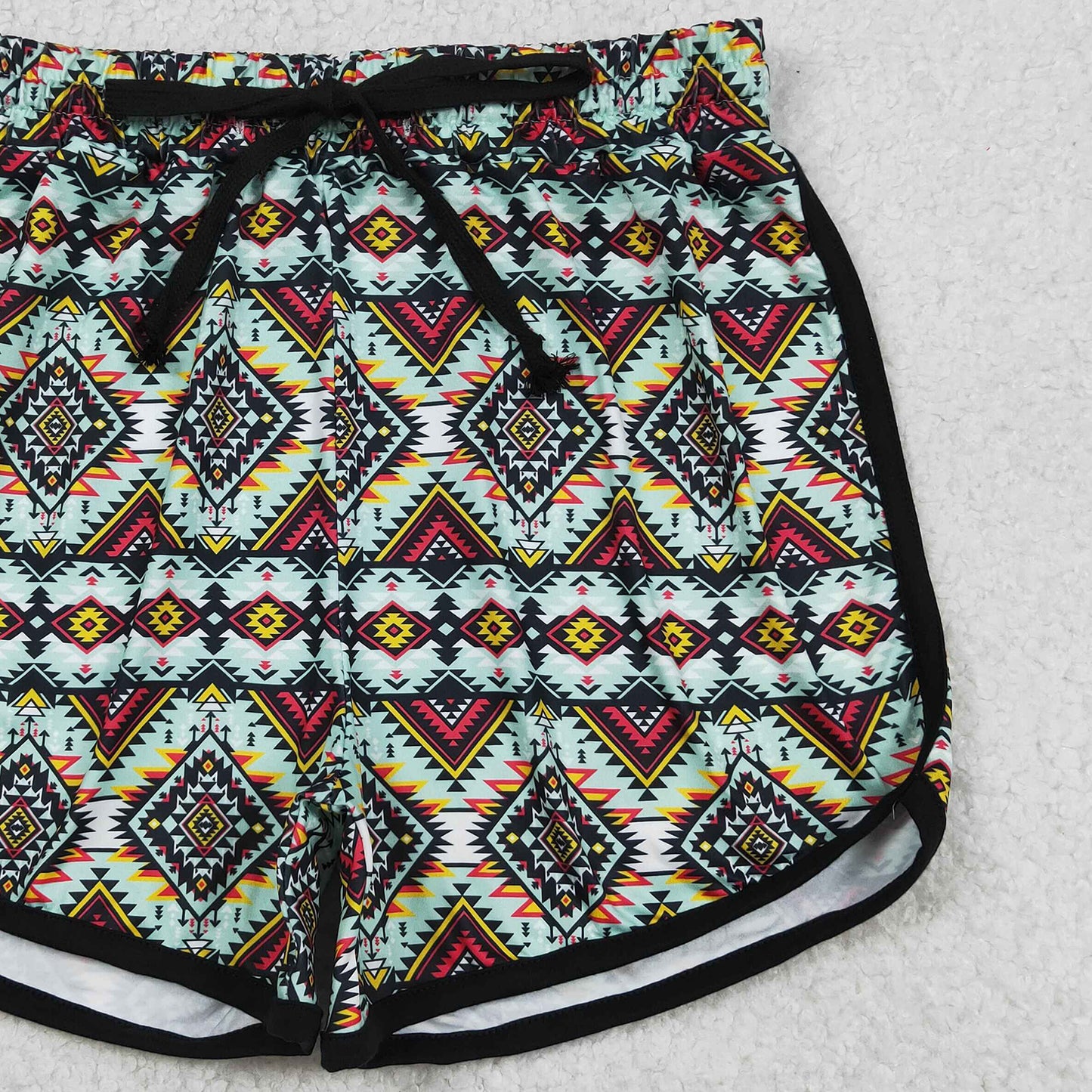 RTS NO MOQ milk silk SS0452 Adult Women High Waist Western Aztec Summer Shorts